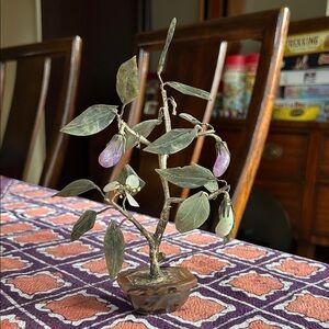 Decorative Jade and Amethyst Gemstone Tree